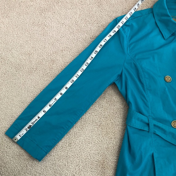 Michael Kors Trench Coat Women’s Large Teal Double Breasted Belted Pockets - Picture 14 of 14